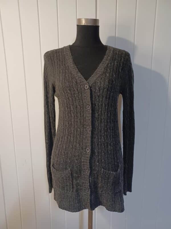 Charcoal Grey Button Front Cardigan - Size M